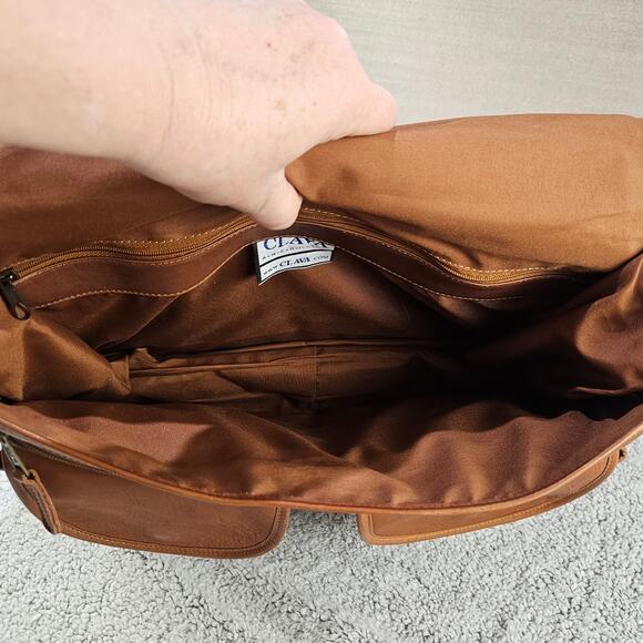 Clava American Leather Gusset Laptop Messenger Style Bag Case Brown 13x10x5 Vtg - Picture 7 of 13